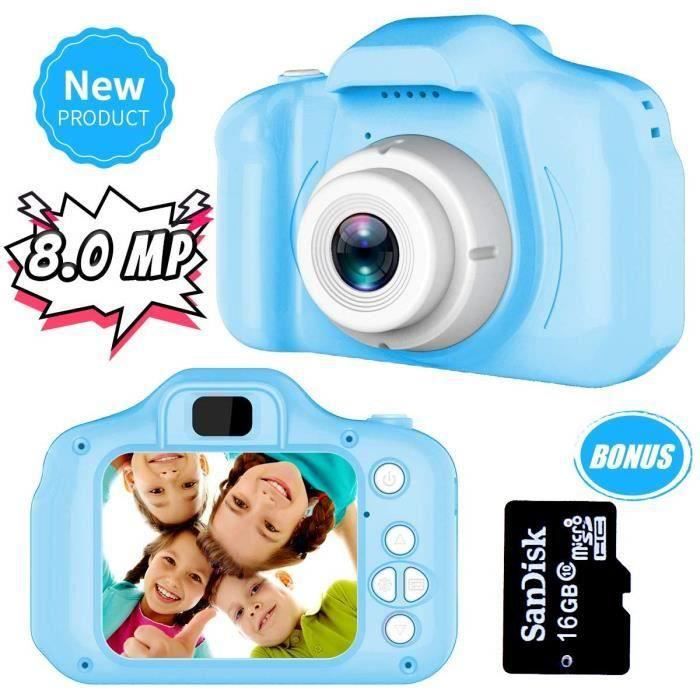Appareil photo numérique Enfant, rechargeable 8MP caméra-Vidéo Record+Carte TF 16 Go Cadeaux Anniversaire Noël [Bleu] MC9553